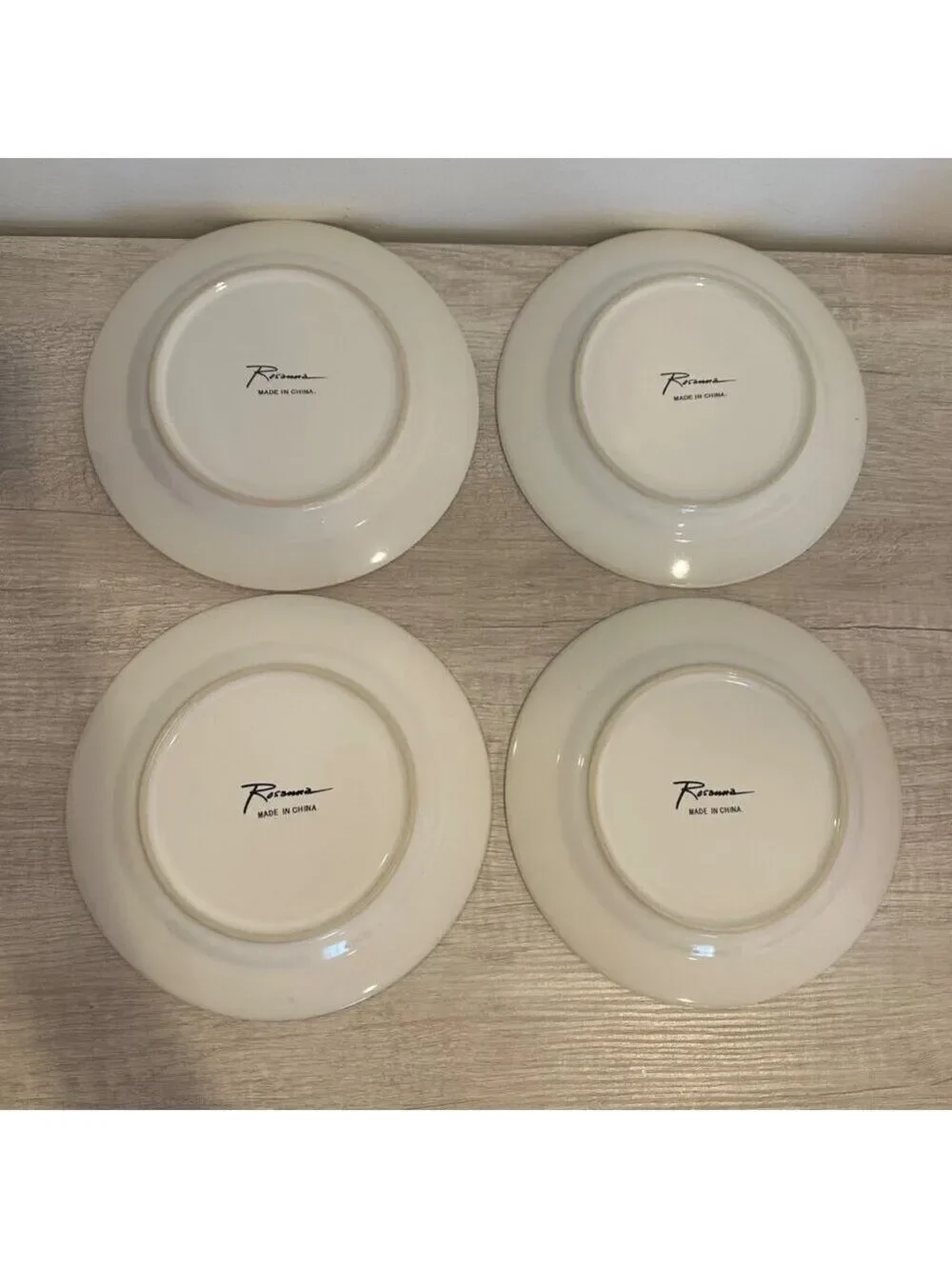 Vintage Rosanna Valentine Dessert Plates Set 4 Red Rim Retro Heart Design 8 in